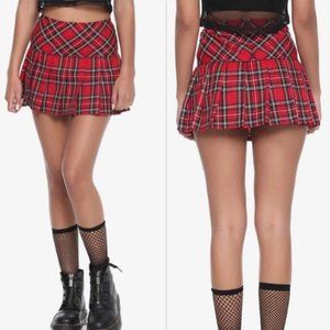 Royal Bones by Tripp Red Plaid Mini Skirt, M